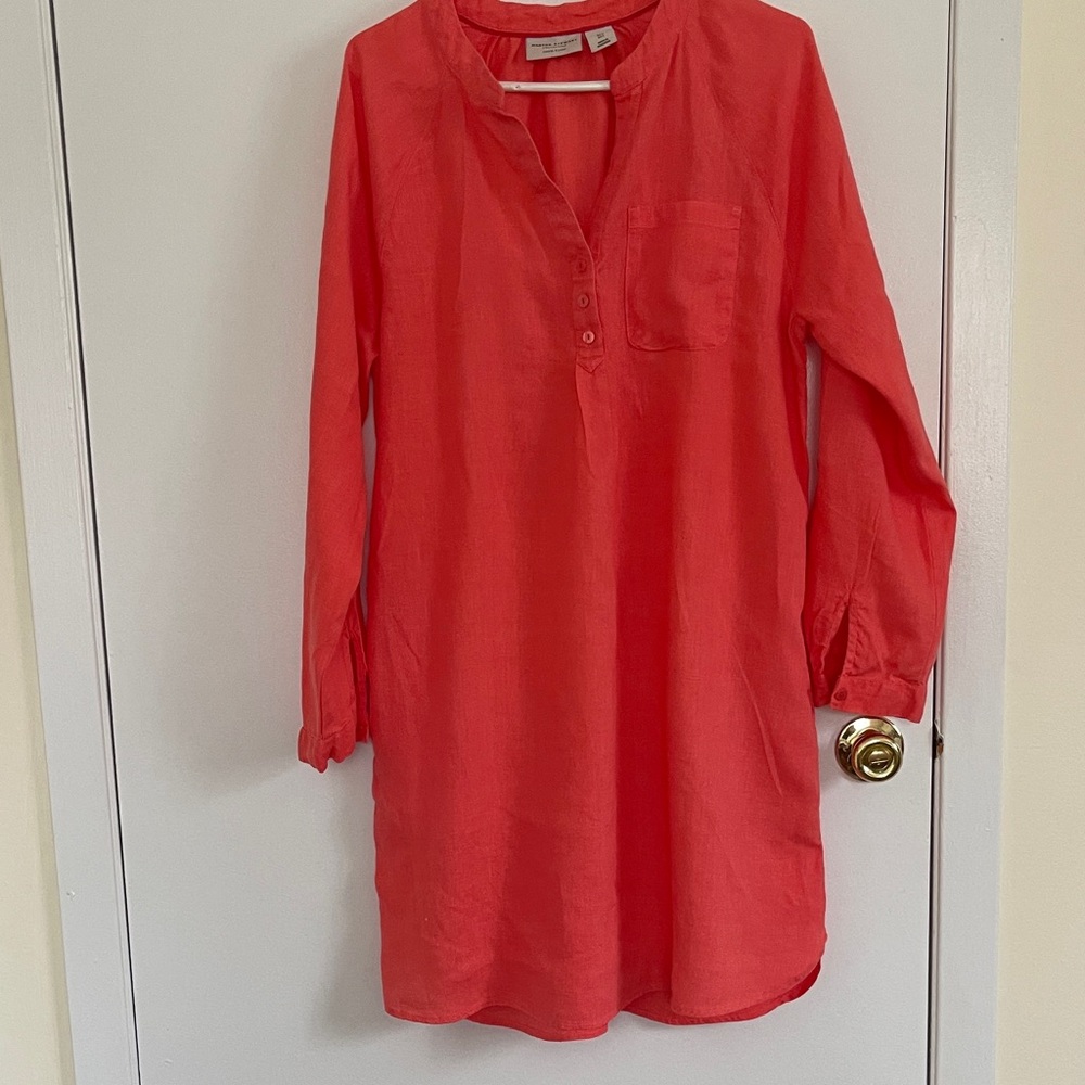 Martha Stewart Vibrant Coral Long Sleeve Dress